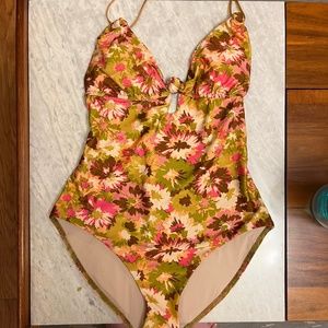 Zimmermann Floral Print Cutout One-Piece Swimsuit Floral NWT